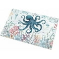 thumbnail image 2 of Shag Bath Rugs Blue Octopus Sea Monster Ocean Coral Plush Soft Fluffy Doormat Floor Carpet,Non-Slip Living Room Bedroom Kitchen Entryway Door Mats Summer Nautical, 2 of 6
