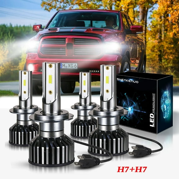 Fit For Ram ProMaster 1500 2014-2020 LED Headlight Bulbs, H7 High Beam and Low Beam,SHENKENUO