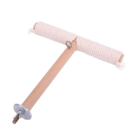 HGYCPP Natural Wood Bird Perch Stand T-shaped Bar with Cotton Rope Cage Grinding Toy for Cockatiels Conures Budgies Love Birds