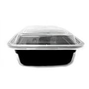 24 oz. Black Rectangular Microwaveable Food Take-Out Containers w/Lid ( pack of 25 )