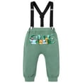thumbnail image 5 of IBTOM CASTLE Baby Boys Jungle Theme My 1st Birthday Outfit Romper+Pants+Suspenders+Headband 4Pcs Photoshoot Cake Smash Outfit 12-18 Months Light Green, 5 of 8