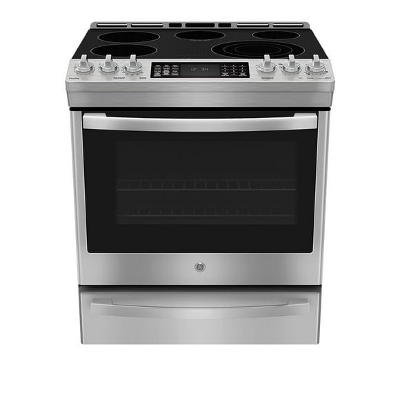 GE Profile 30" Slide-In Electric Range with Air Fry and Baking Drawer Fingerprint Resistant Stainless Steel- PCS940YMFS