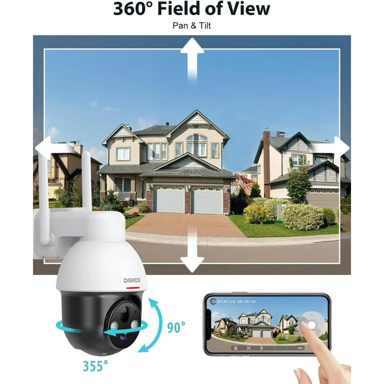 DEKCO Outdoor Solar Home Security Dome Camera w/ WiFi & Alarm (2