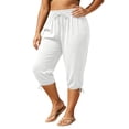 thumbnail image 2 of Sokhug Women's Plus Size Capri Jogger Pants Drawstring Elastic Waist Side Pocket Ankle Tie Cuffed Soft Casual Cropped Trousers, 2 of 7