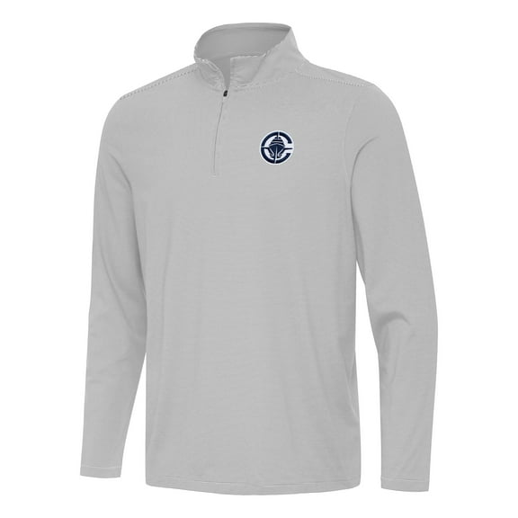 Men's Antigua  Gray LA Clippers Twine Quarter-Zip Top