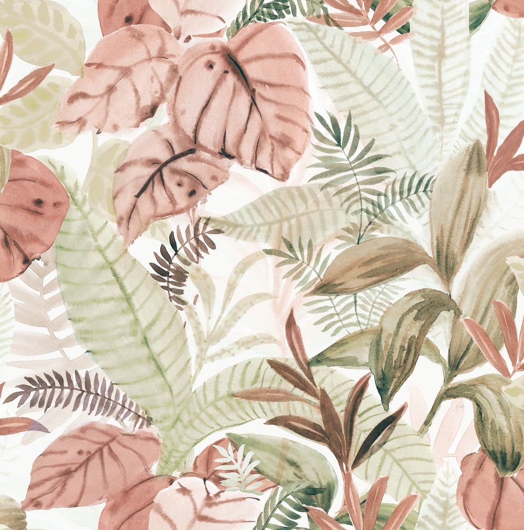 (2 pack) Mainstays Pink Tropical Palm, Peel and Stick Wallpaper 13.35 Sq. Ft.