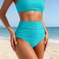 thumbnail image 3 of Bikinis for Women High Waisted Bikini Bottoms Tummy Control Triangle Swimwear Bottom Bathing Suit Light Blue L, 3 of 5