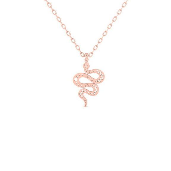 True Elegant Serpentine Snake Pendant Necklace 14K Rose Gold Over 925 Sterling Silver Animal Totem Jewelry