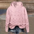 thumbnail image 3 of ZQUUVOU Women's Embroidery Hooded Sweatshirt Hollow Out Floral Lace Hooded Sweatshirt Long Sleeve Casual Tops Pink, 3 of 3