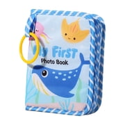 Soft Fabric Baby Photo Book With Built-in Mirror 14x18.5cm Hanging Memory Album Holds 17 Photos Infant Sensory Toy