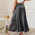 thumbnail image 2 of Satin Maxi Skirts for Women High Waisted Flowy Long Skirt with Pockets Summer Spring Silk Dressy Casual Outfits (2XL, Dark Gray), 2 of 6