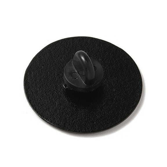10 pc Flat Round Enamel Pins Black Alloy Brooches for Backpack Clothes 30.5x1.5mm