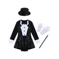 thumbnail image 3 of TiaoBug Kids Girls Magician Costume Long Sleeve Sequins Leotards Halloween Fancy Dress Up Outfits Black 14, 3 of 7
