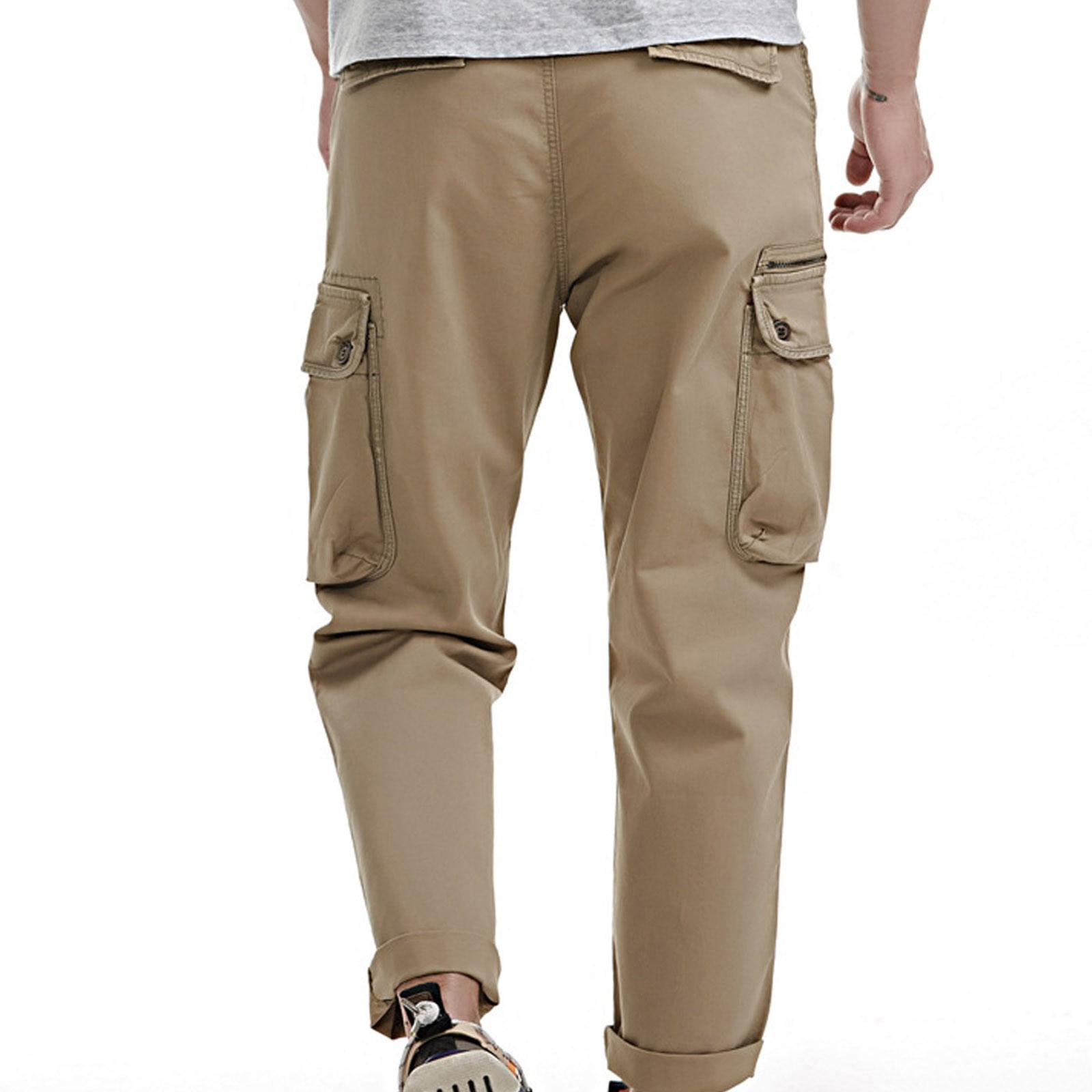 LEEy-World Work Pants for Men Men's Cargo Pants Flap Pocket