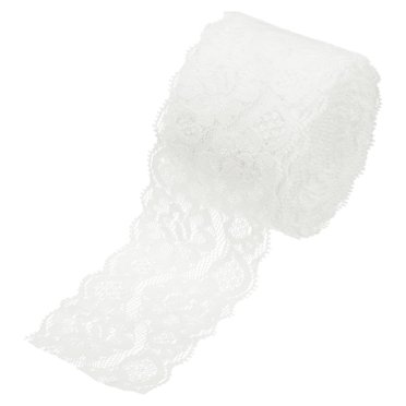 Uxcell 2.4 Inch Wide 10 Yard Lace Ribbon Floral Pattern Dull White Nylon Lace Trim for Sewing Making, DIY Crafts