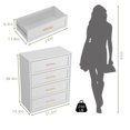 thumbnail image 3 of Metal White 4 Drawer Dresser for Bedroom, Tall Bedroom Dresser with Large Drawer & Golden Handles,Metal Storage Organizer Cabinet Chest of Drawer for Closet, Living Room,Children's Room, 3 of 8