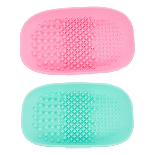 2 almohadillas limpiadoras para brochas cosméticas, alfombrillas de enjuague para brochas, alfombrillas flexibles para limpieza de brochas.