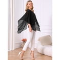 thumbnail image 3 of DARING DIVA Women's Flowy V Neck Chiffon Blouse Asymmetrical Top S Black, 3 of 8