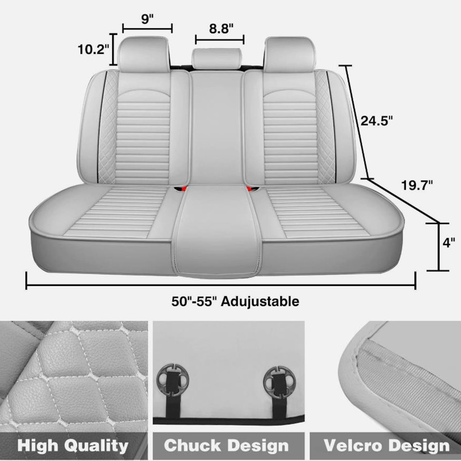 BaiCH Car Seat Covers, Breathable and Waterproof Faux Leather Automotive Seat Covers for Cars SUV Truck Sedan,Universal Anti-Slip Driver Seat Cover with Backrest (Full Seat, Gray)