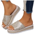 thumbnail image 3 of Bmisegm Women Sandals Fashionable New Pattern Color Blocking Simple Thick Sole Slope Heel Comfortable and Lightweight Summer Casual Shoes Womens Sandals Summer Beige 8, 3 of 9