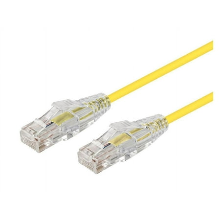 UPC: 0889028015841 | Monoprice Cat6 Ethernet Patch Cable – 5 feet – Yellow | Snagless RJ45 Stranded 550MHz UTP CMR Riser Rated Pure Bare Copper Wire 28AWG – SlimRun Series