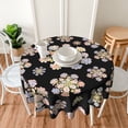thumbnail image 6 of Black Background Colorful Floral Round Tablecloth 60in Waterproof Wrinkle-Resistant for Picnic, Party, Dining Table, 6 of 7