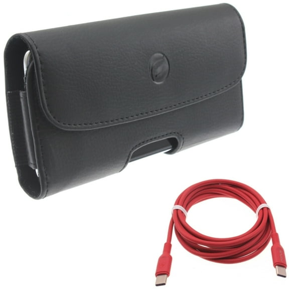 Case Belt Clip w Red 6ft Long Cable for Samsung Galaxy S20 Plus - Leather Holster Cover Pouch, USB-C to Type-C PD Fast Charger Cord Power fits Samsung Galaxy S20 Plus