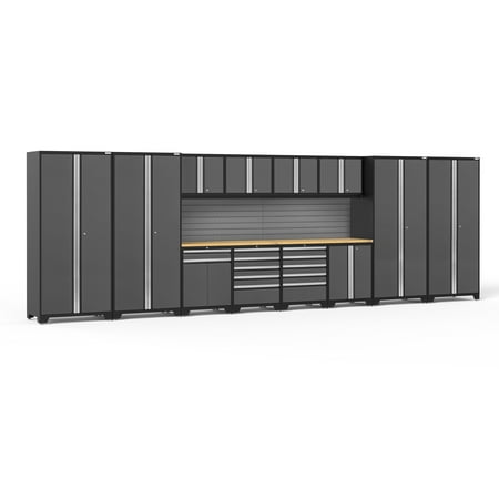

NewAge Products Pro Series Gray 14 Piece Cabinet Set Heavy Duty 18-Gauge Steel Garage Storage System Slatwall Included