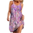 thumbnail image 2 of Mefallenssiah Femme à la Mode Été Imprimé Col Rond Plissé Robe de Style de Vacances, 2 of 5