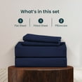 thumbnail image 4 of 900 Thread Count 100% Egyptian Cotton 4-Piece Bed Sheet Set (1 Flat, 1 Fitted Sheet, 2 Pillow Covers) 18 Inches Deep Pocket Size Twin Color Navy Blue Solid, 4 of 6