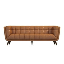 Alosio Modern Living Room Chesterfield Tufted Back Leather Sofa in Genuine Tan