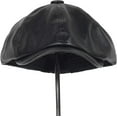 thumbnail image 2 of CoCopeaunts PU Leather Newsboy Cap Solid Octagonal Hat Men Women Detective Hats Retro Flat Caps Unisex Four Seasons Baker Boy Hat, 2 of 7