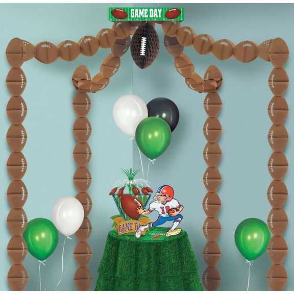 Beistle Pack of 6 Brown Football Party Game Day Canopy Decorating Kit 20' x 20'