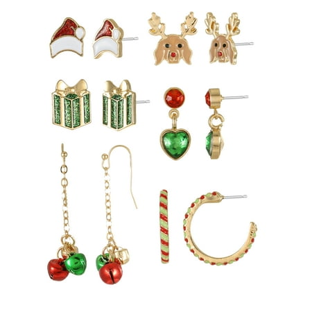 Holiday Time Christmas Earring Set, 6 Pairs