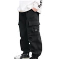 thumbnail image 1 of Odeerbi 5-14 Años Niños Cargo Pantalones Impermeable Softshell Pantalones Cortavientos Color Sólido Casual Straight Leg Pantalones de Trabajo Con Bolsillo, 1 of 5
