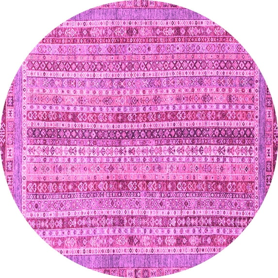 Ahgly Company Indoor Round Oriental Pink Modern Area Rugs, 7' Round