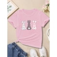 thumbnail image 1 of Cartoon Bunnies Graphic Print For Girls, Comfy And Fit T-shirt Top Pullover For Spring And Summer For Outdoor Activities, 1 of 6