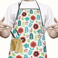 thumbnail image 2 of Pioneer Flower Floral Print Pattern Cotton Linen Apron with Pockets, Waterproof Adjustable, 33x27 Inch for Kitchen, Gardening, BBQ, Salon, 2 of 6