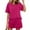 Hot Pink, variant on Abomasnow Lounge Sets for Women Casual Short Sleeve Crew Neck T-Shirts and Elastic Waist Shorts 2 Piece Soild Color Pajama Outfits