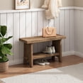 thumbnail image 6 of Solid Wood Entryway Bench - 31.5" Farmhouse Small Storage Bench, Rustic Narrow Bench Seat for Indoor, Entryway, Dining Room, Living Room and Hallway, Brown, 6 of 8