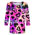 thumbnail image 5 of Meichang T-Shirts pour Femmes Valentines Day Tops Mignons Cœur Graphique Tees Vacances Col Rond Tops Manches 3/4 Coupe Ample Cadeaux de Vacances Blouses Tees, 5 of 5