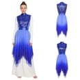 thumbnail image 3 of iiniim Women's Sequined Liturgical Worship Praise Dance Dresses Gradient Mesh Irregular Church Worship Tunic Royal Blue L, 3 of 7