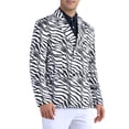 thumbnail image 4 of Blazer Leopardo INSPIRE CHIC para hombres, chaqueta deportiva de solapa de pico, doble botonadura, traje de animal, talla XL, negro y blanco, 4 of 6