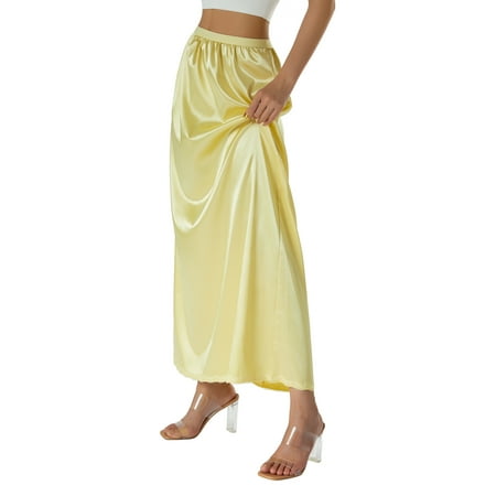 

mlpeerw Half Slip Lace Long Underskirt Women s Satin Half Slip Half Slips for Under Dresses Anti-static