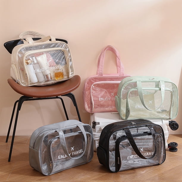Neceser Pequeño para Bolso, Impermeable, para Playa, para Deporte, Gimnasio, Organizador para Cosméticos y Trajes de Baño, 36 X 25 X 15 Cm, Verde, Gris, Rosa y Beige. 1 Neceser Pequeño.