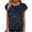Navy, variant on Womens Tunic Tops Casual Tops for Women Ndbuld Ladies' Casual Floral Print Short Sleeved Round Neck Top/shirt Blouses on Clearance Beige L