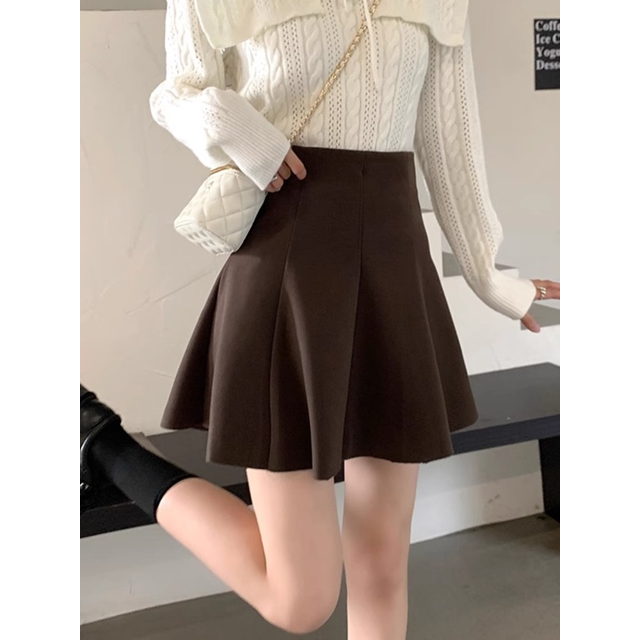 Falda de pana ajustada de cintura alta para mujer, falda de corte A antiluz para otoño e invierno, falda tipo paraguas para personas pequeñas