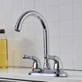 thumbnail image 2 of Grifo de baño cromado de dos manijas de arco bajo con conjunto de drenaje, grifo doble de cobre para lavabo frío y caliente, grifo giratorio 360, lavabo para inodoro, 2 of 4