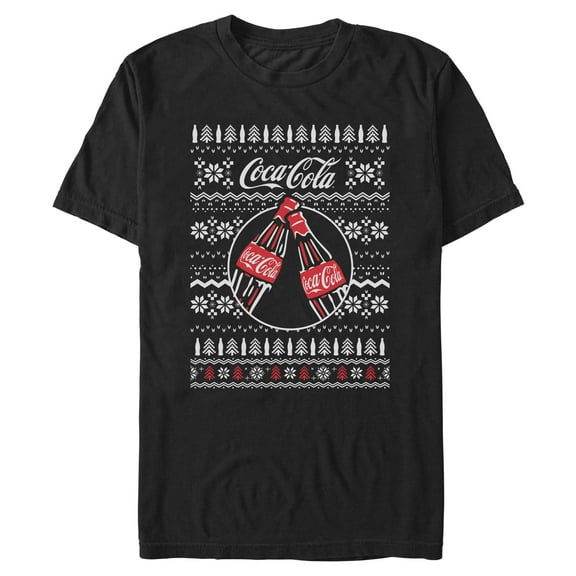 Mens Coca Cola Classic Bottles Ugly Christmas Sweater Pattern T Shirt