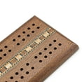 thumbnail image 2 of Sterling Games Wooden Cribbage 12 inch Double Track Cribbage Board with Rich Italian Inlaid for 2 Players Playing Cards Included, 2 of 10